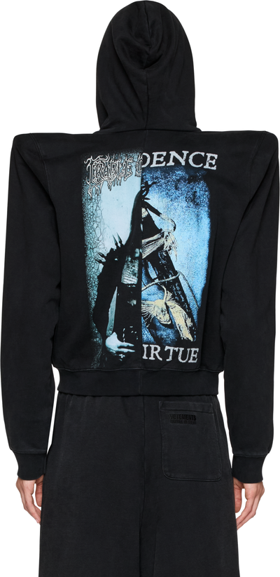VETEMENTS Cradle of Filth Cut-Up Extreme Shoulder Zip-Up Hoodie