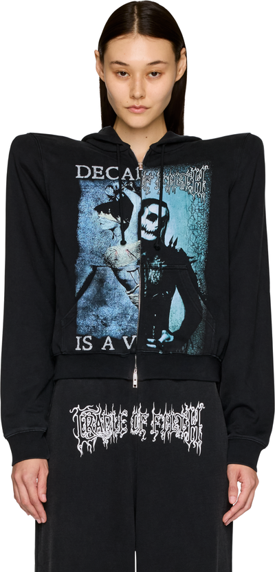 VETEMENTS Cradle of Filth Cut-Up Extreme Shoulder Zip-Up Hoodie