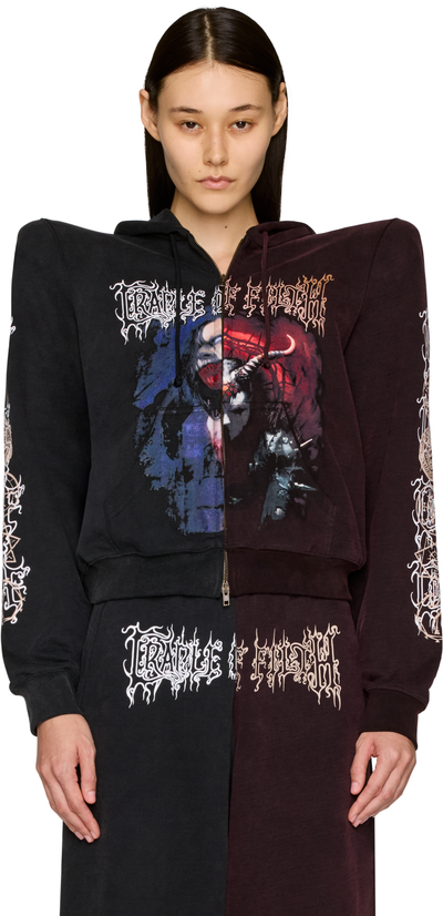 VETEMENTS Cradle of Filth Cut-Up Extreme Shoulder Zip-Up Hoodie