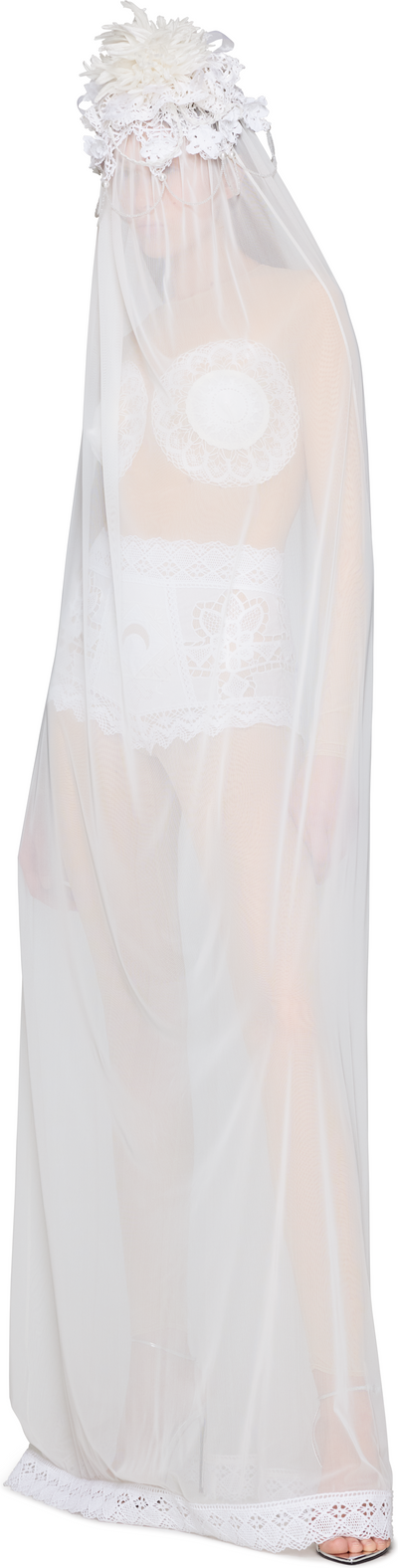 Marine Serre Couture Regenerated Crochet Catsuit and Veil