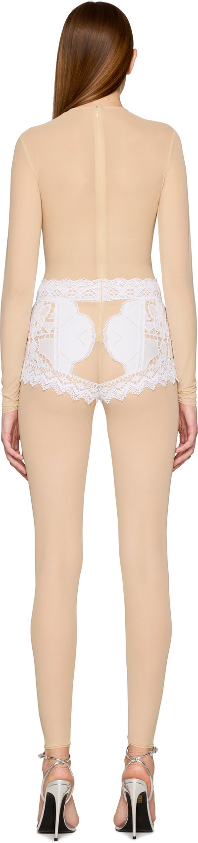 Marine Serre Couture Regenerated Crochet Catsuit and Veil