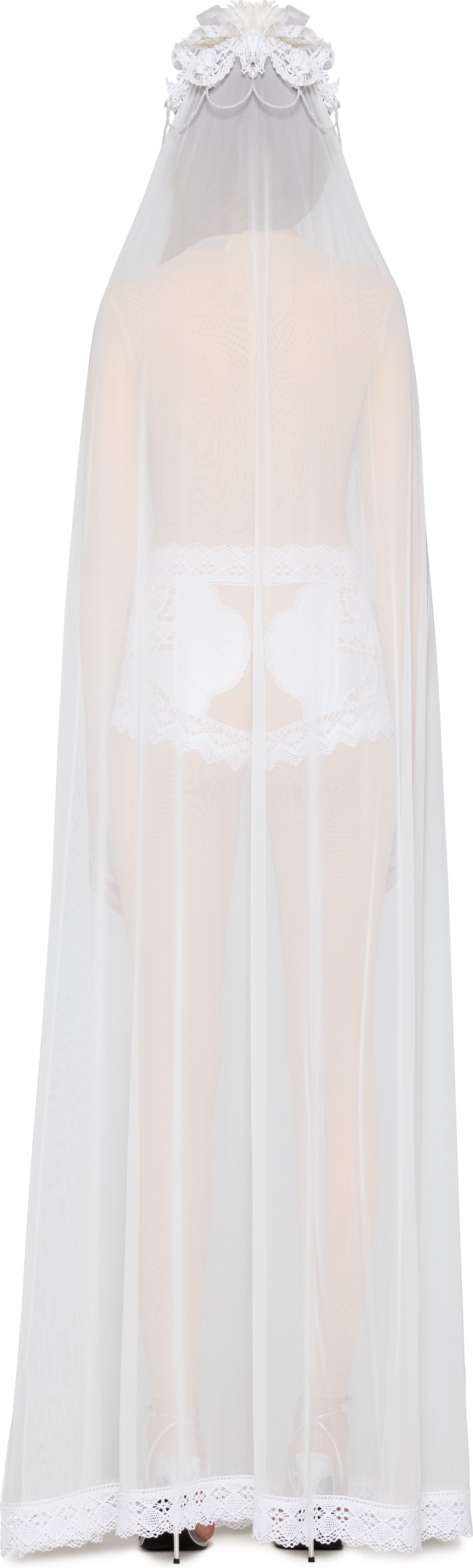 Marine Serre Couture Regenerated Crochet Catsuit and Veil