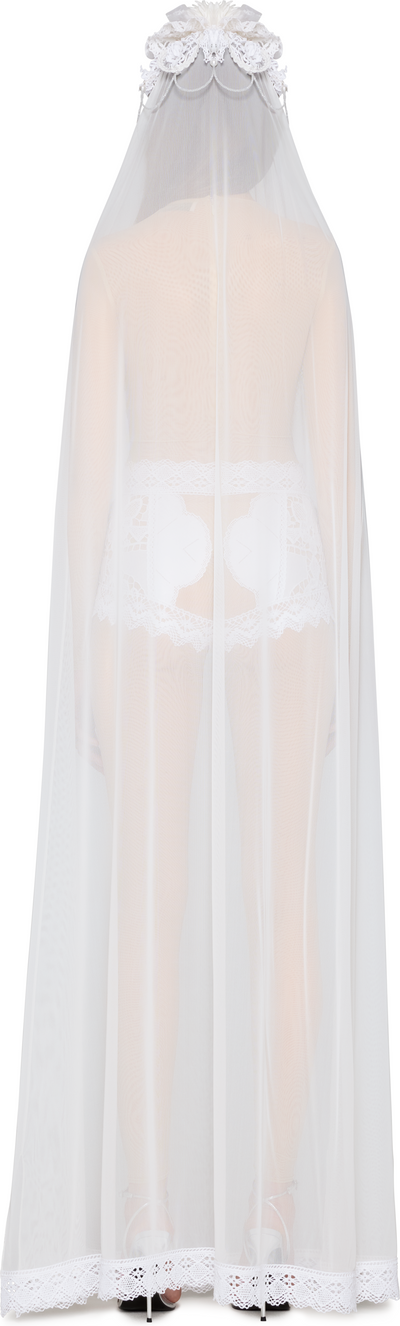 Marine Serre Couture Regenerated Crochet Catsuit and Veil