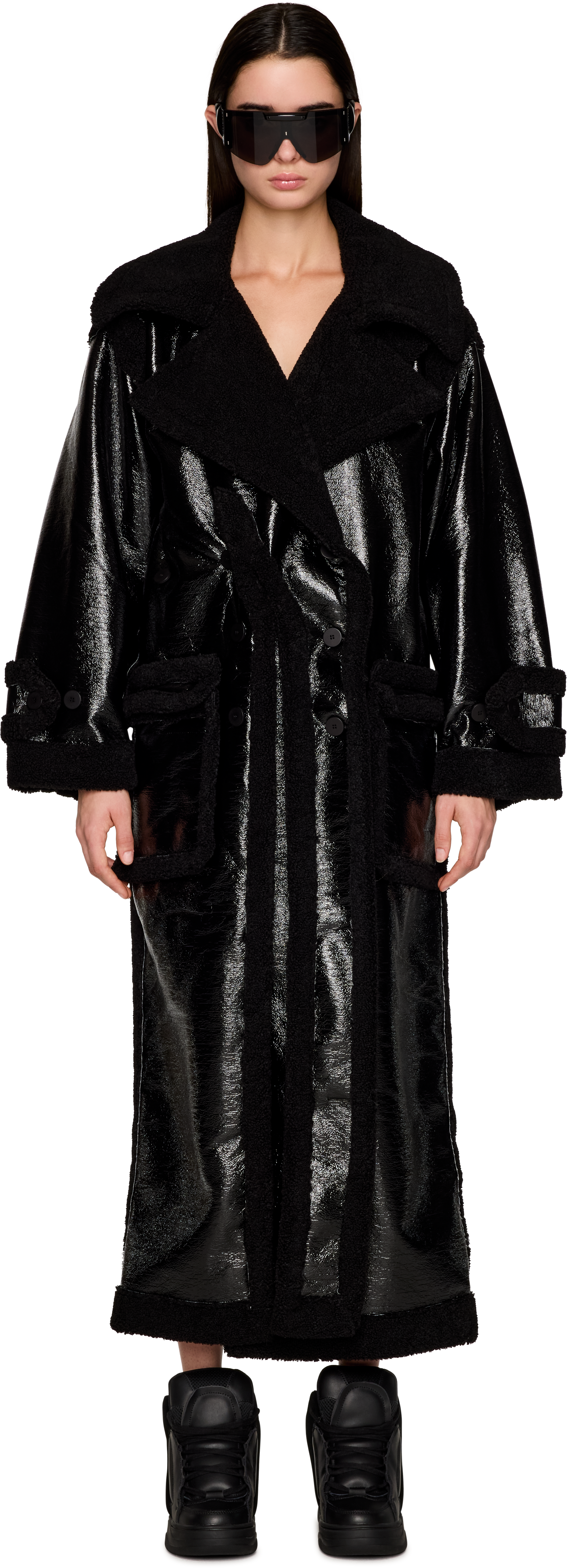 Picture of Oversized Split Faux-Leather Coat