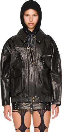 Picture of Button-Up Collar Rivet Leather Jacket