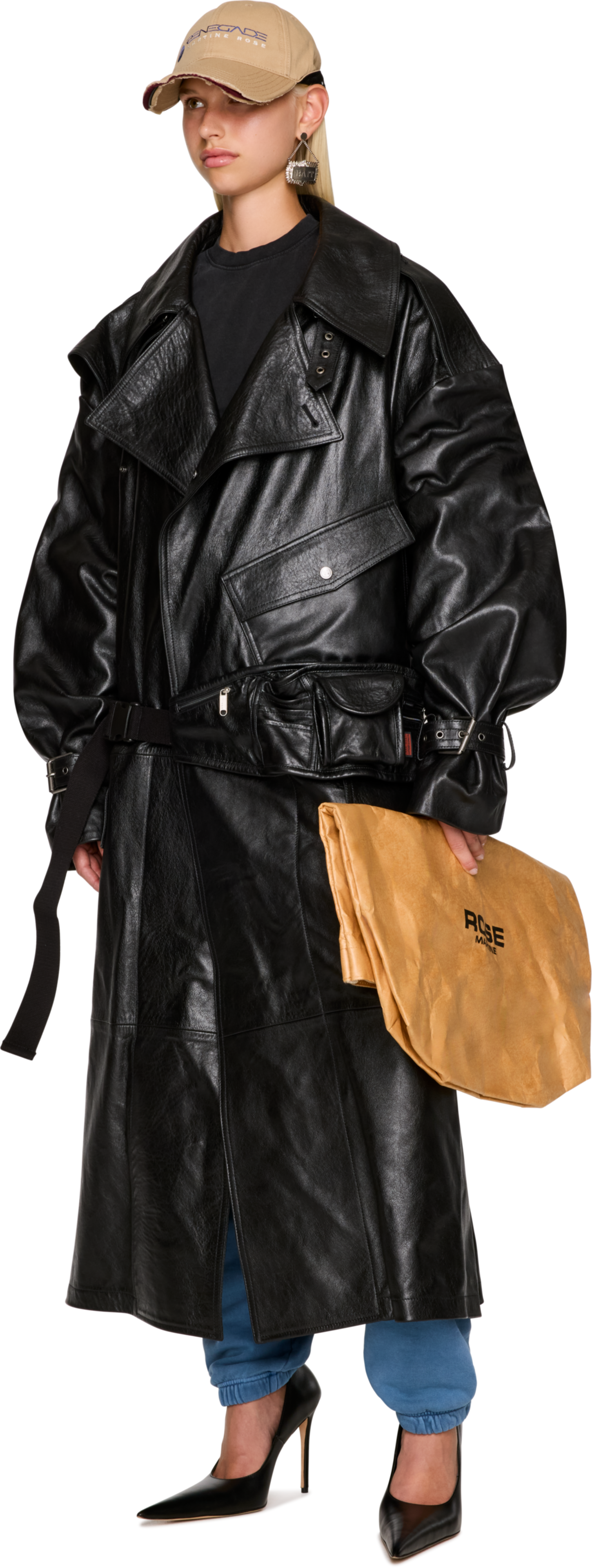 Martine Rose Bumbag Trench Leather Coat