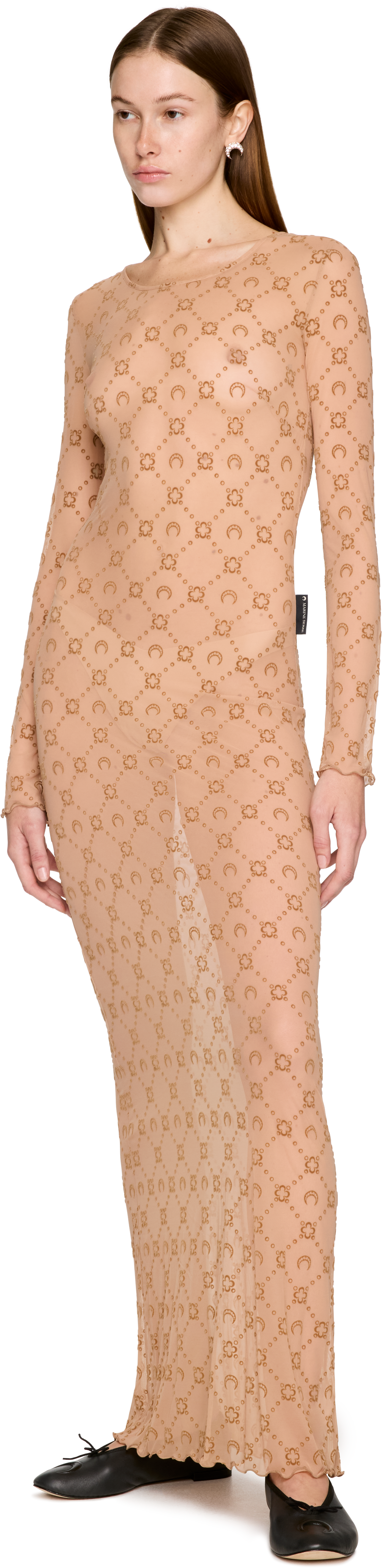 Marine Serre Moonogram Mesh Flock Maxi Dress