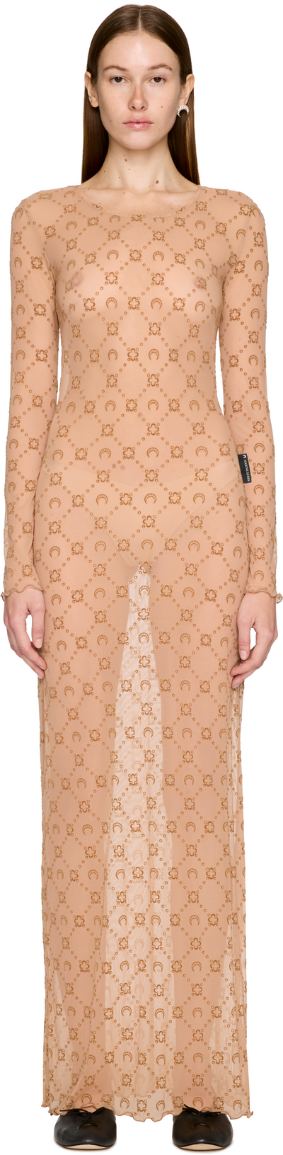 Marine Serre Moonogram Mesh Flock Maxi Dress