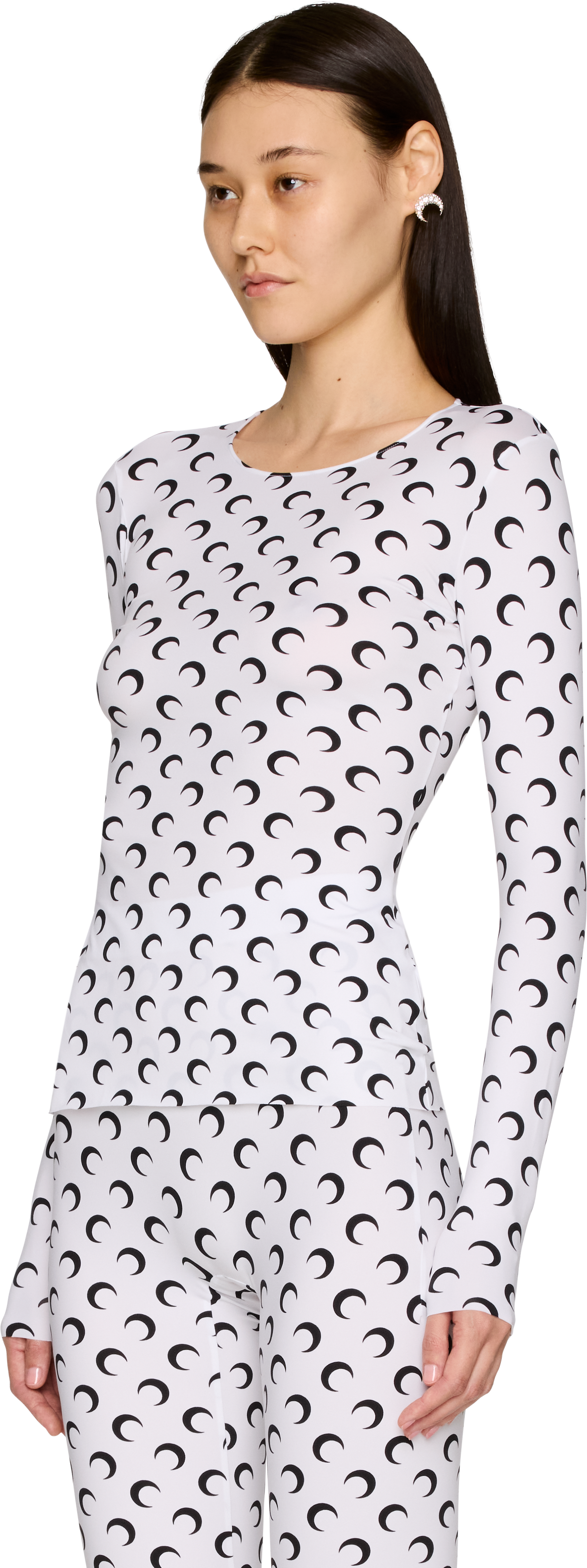 Marine Serre Recycled Moon Jersey Second Skin Crewneck T-Shirt