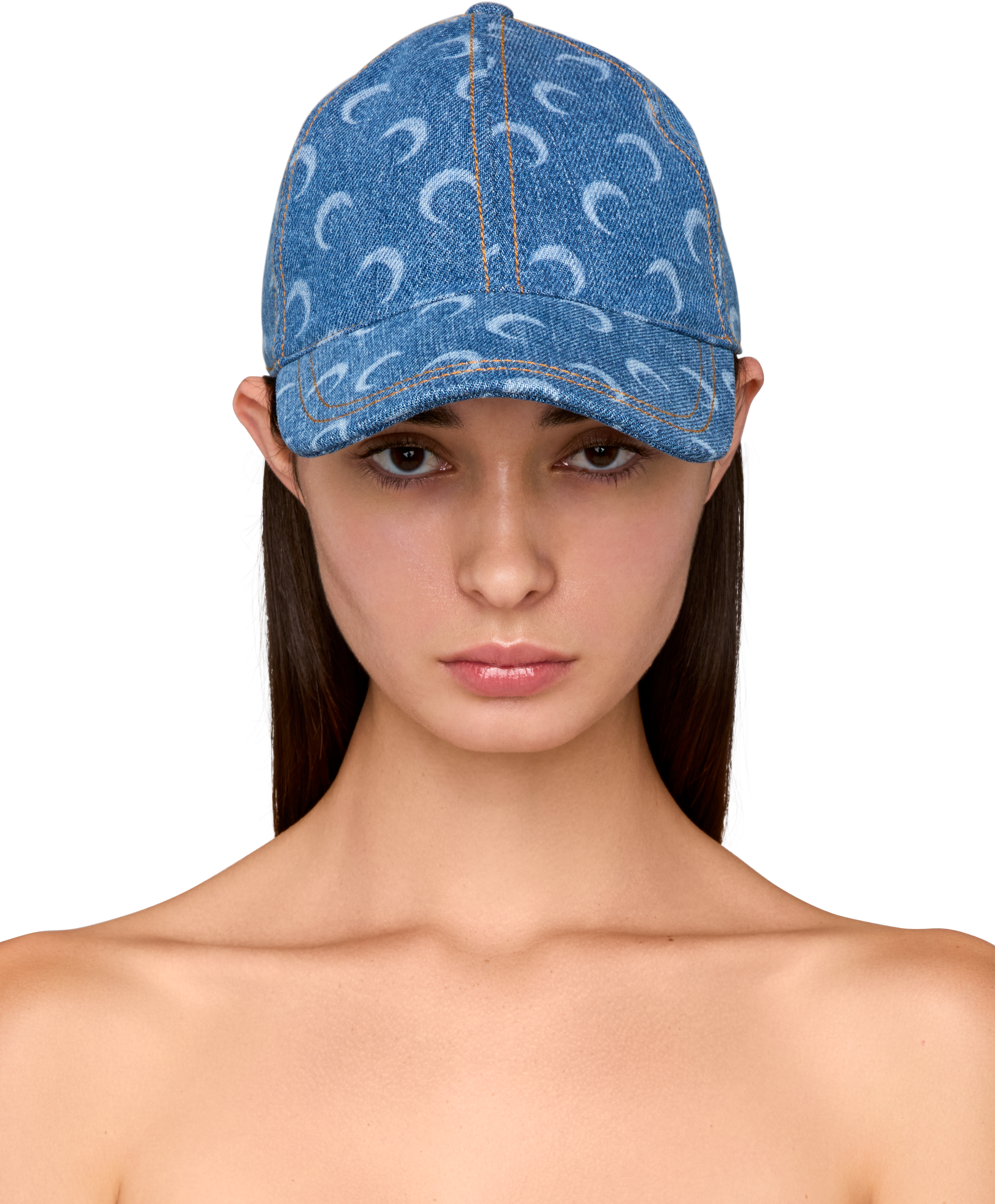 Marine Serre Moon Laser Denim Baseball Cap