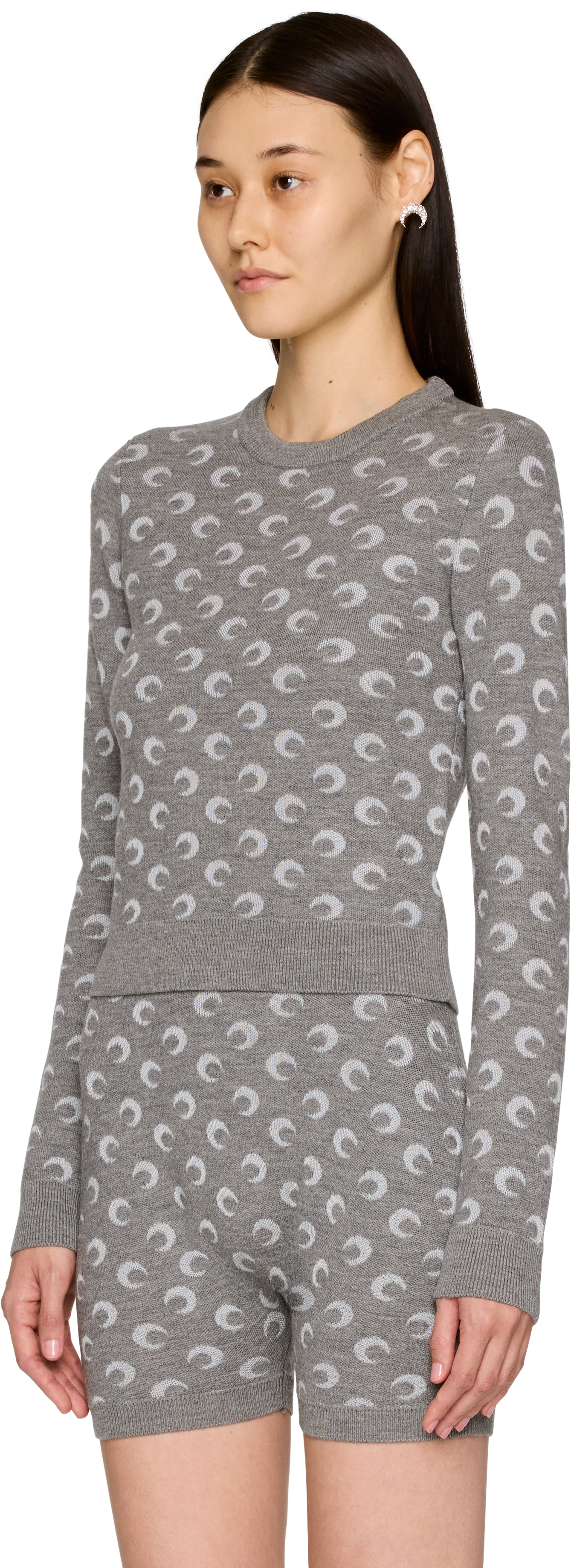 Marine Serre Moon Jacquard Knit Fitted Sweater