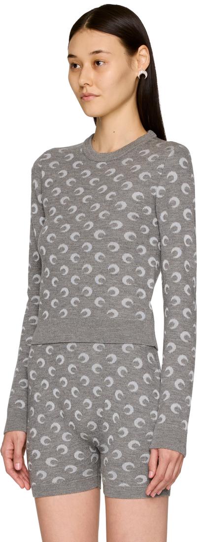 Marine Serre Moon Jacquard Knit Fitted Sweater