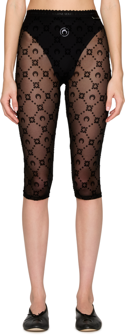 Marine Serre Moonogram Mesh Flock Capri Leggings