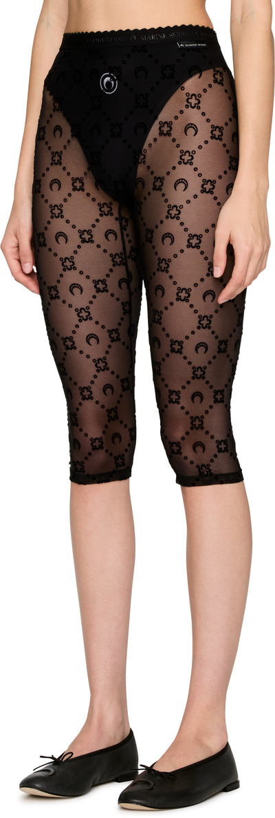 Marine Serre Moonogram Mesh Flock Capri Leggings