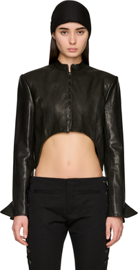 Picture of Sas Cropped Stand Collar Leather Jacket
