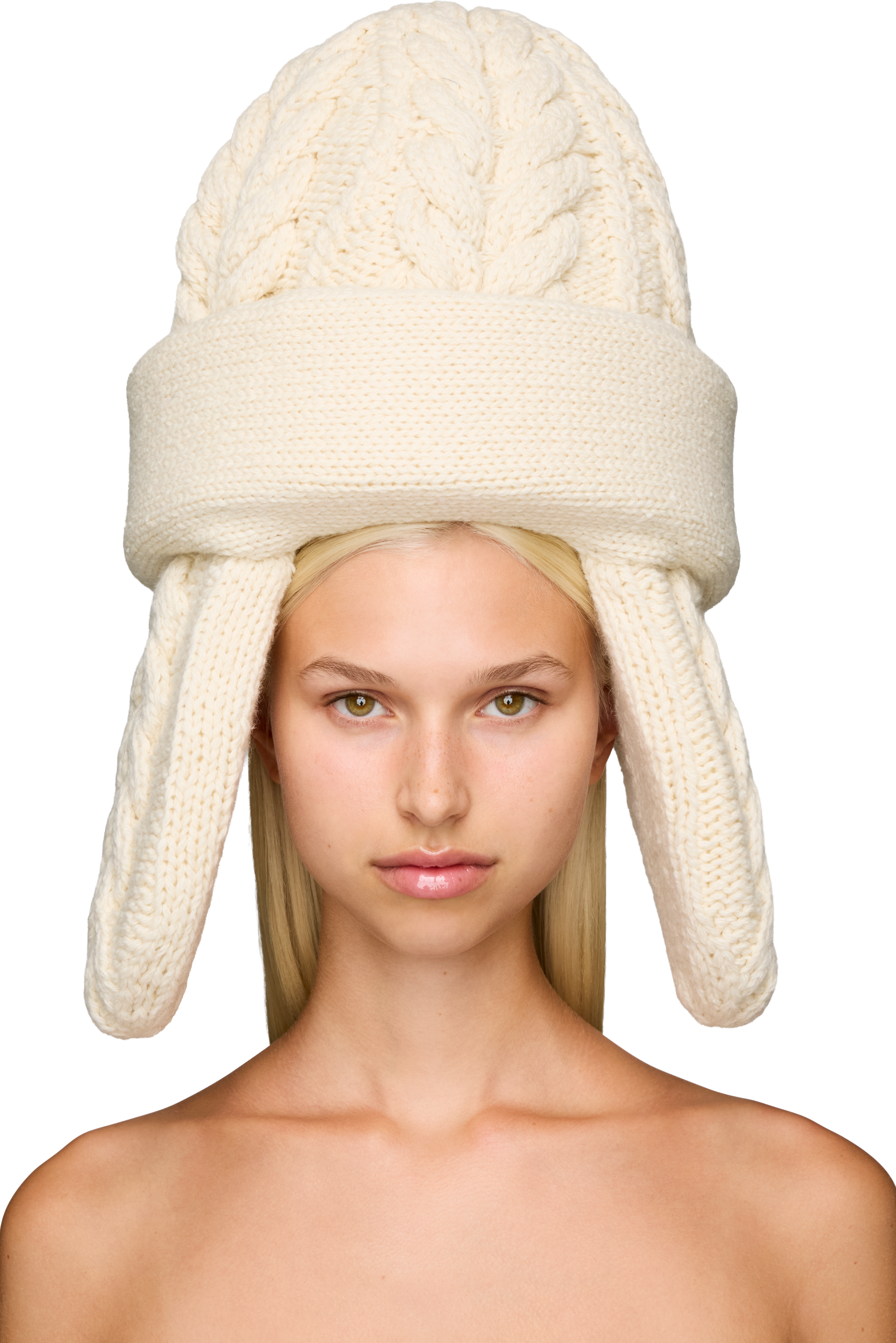 Picture of Padded Ear Muff Cable Knitted Hat