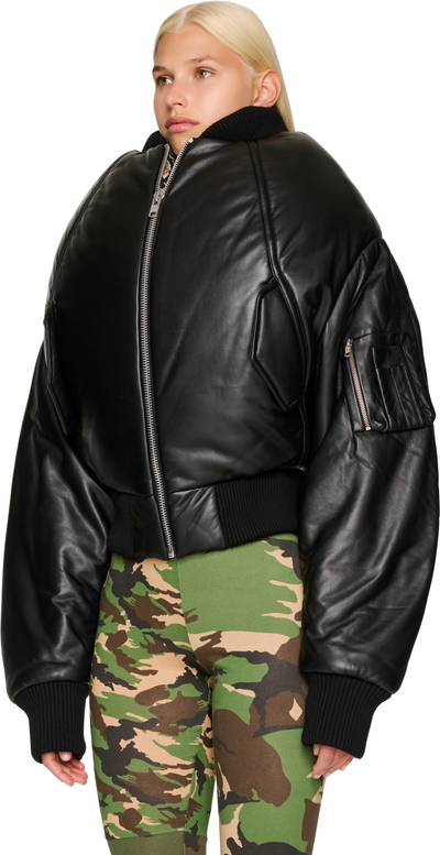 Duran Lantink Over The Shoulders Leather Bomber Jacket