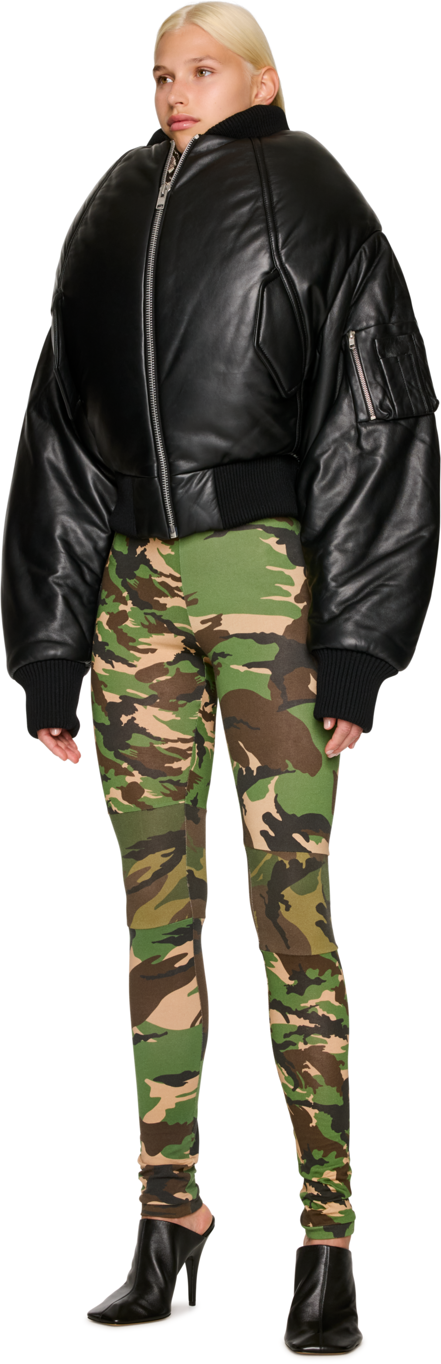 Duran Lantink Over The Shoulders Leather Bomber Jacket