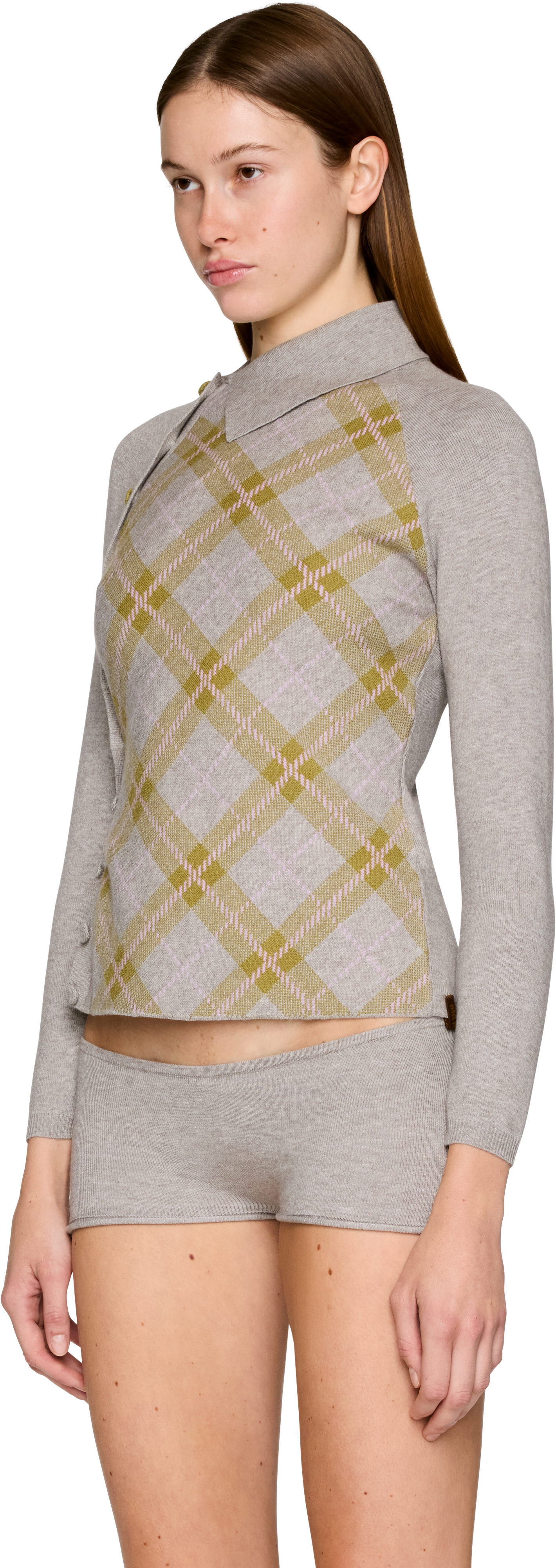 Isa Boulder Tartan Asymmetric Long Sleeve Top