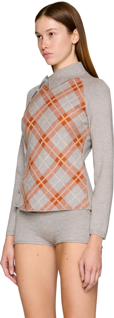 Isa Boulder Tartan Asymmetric Long Sleeve Top