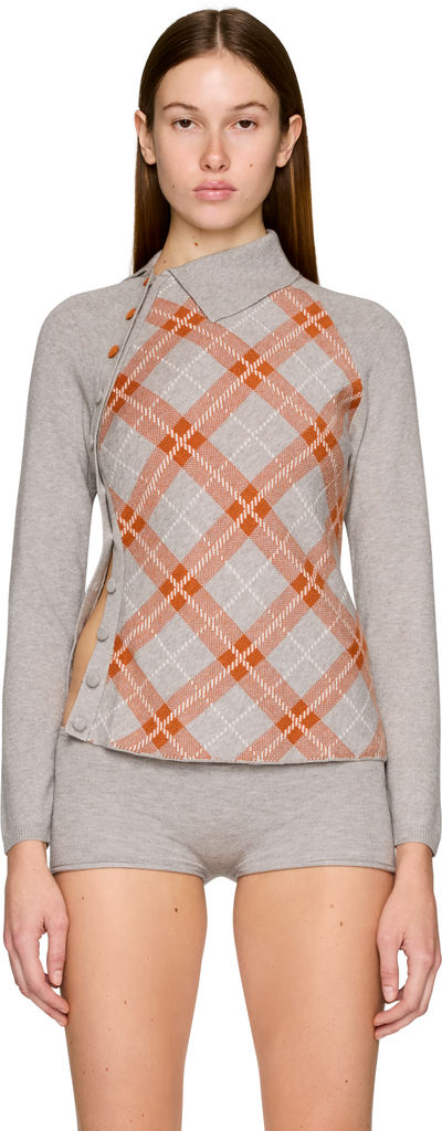 Isa Boulder Tartan Asymmetric Long Sleeve Top