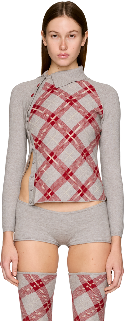 Isa Boulder Tartan Asymmetric Long Sleeve Top